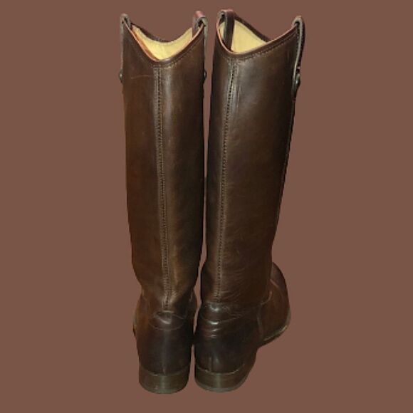 FRYE Brown Leather Mid Calf Campus Smooth Shaft Western Boots Low Heel Size 9 - Picture 2 of 16